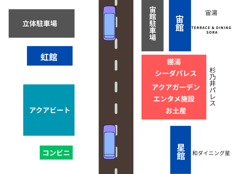 ホテルの敷地内の略図